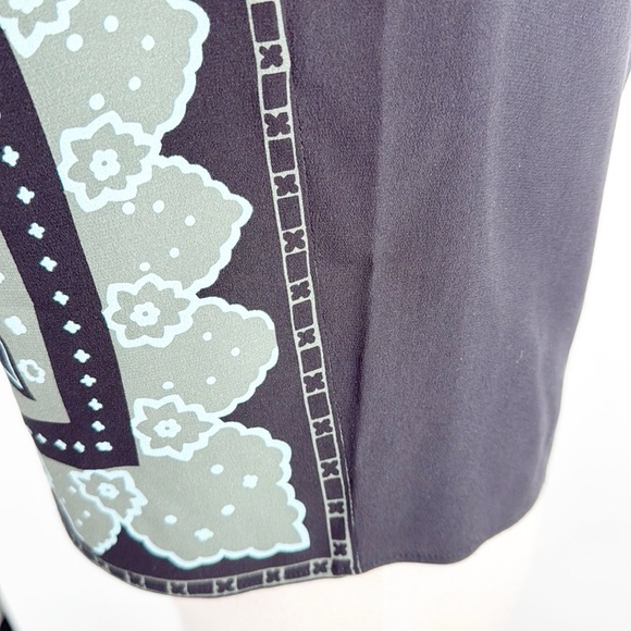 ETRO Paisley silk Handkerchief Blouse Top Size 46 Medium size 10 Gray Green - Picture 11 of 14